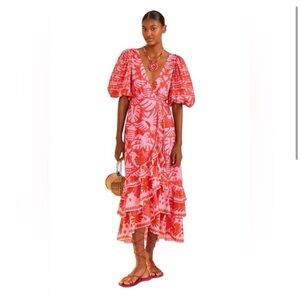 Farm Rio NWT Jungle Scarf Red Wrap
Midi Dresss